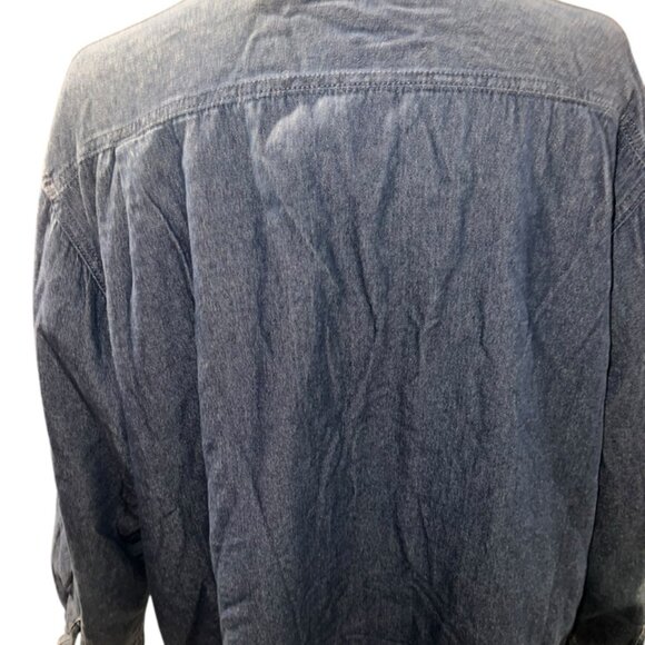 Wrangler Men LG Faux‎ Fur Lined Long Sleeve Button Down Blue Denim Shirt - Picture 4 of 8